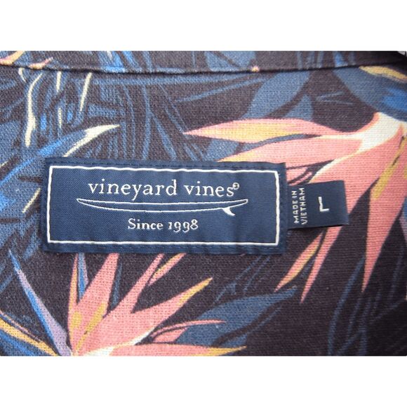 NWT Vineyard Vines Birds Of Paradise Island Cabana Shirt Linen Blend Sz L - Picture 3 of 6